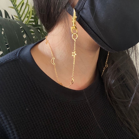 Moon & Stars 18k Gold Plated Mask Chain - Picture 2 of 5